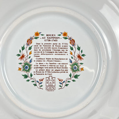 Lot de 8 assiettes plates  Gien modèle Rouen Sainfoin, 1990