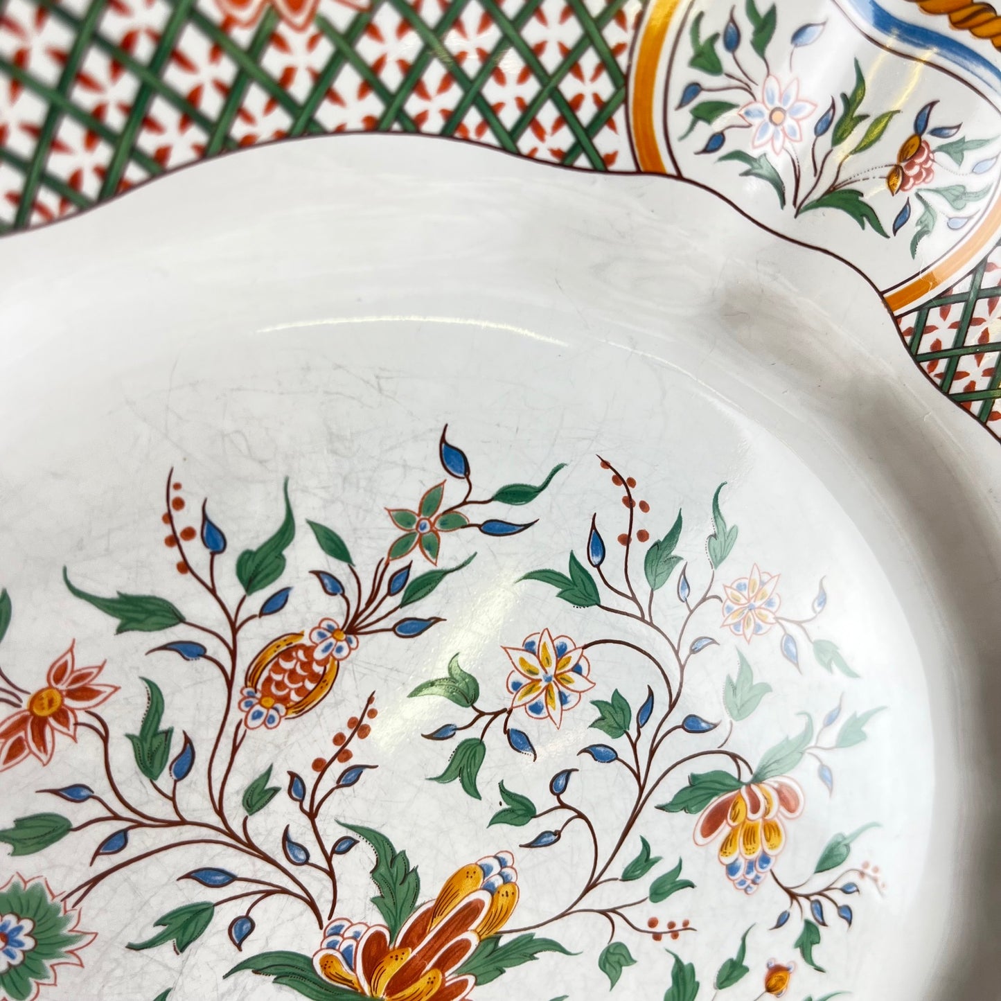 Lot de 8 assiettes plates  Gien modèle Rouen Sainfoin, 1990