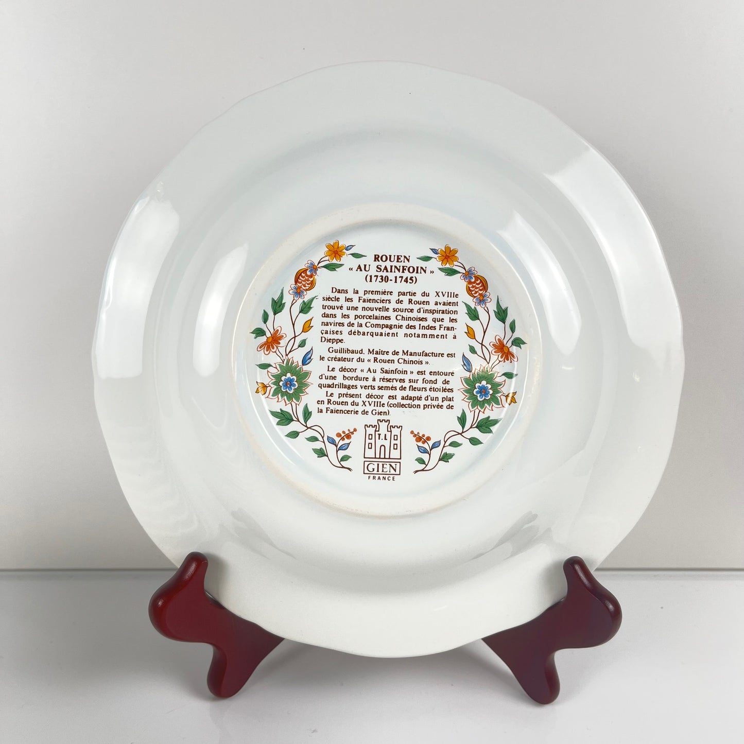 Lot de 10 assiettes creuses  Gien modèle Rouen Sainfoin, 1990