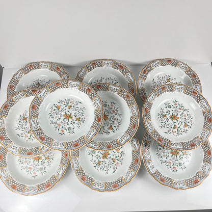 Lot de 10 assiettes creuses  Gien modèle Rouen Sainfoin, 1990