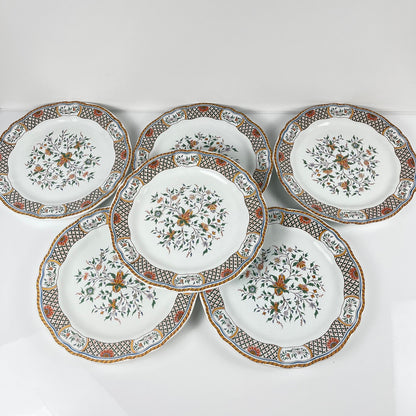 Lot de 6 assiettes à dessert Gien modèle Rouen Sainfoin, 1990