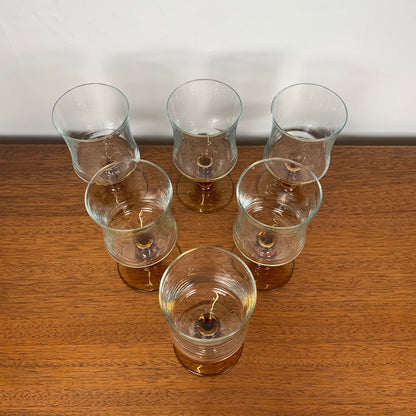 Lot de 6 verres à eau pied ambré