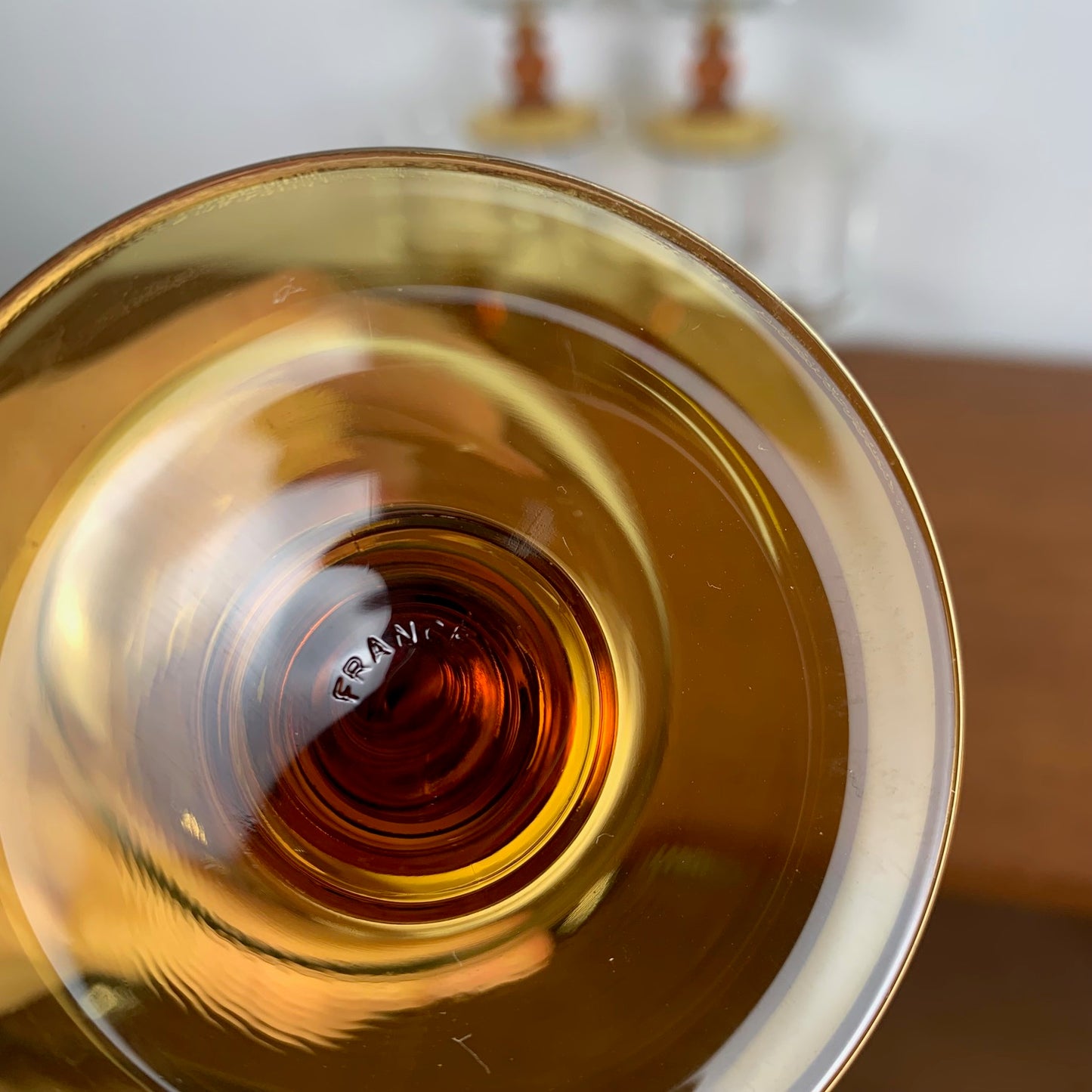 Lot de 6 verres à eau pied ambré