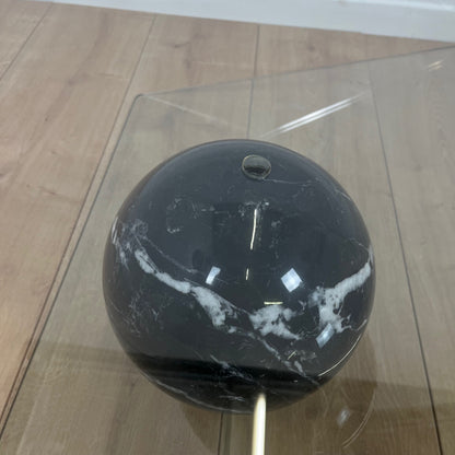 Table basse asymétrique roche bobois en verre et marbre, 1980/90