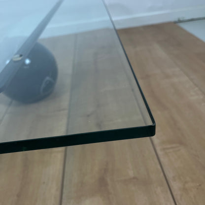 Table basse asymétrique roche bobois en verre et marbre, 1980/90