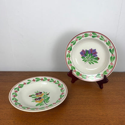 Set of 2 Sarreguemines soup plates, 19th century.