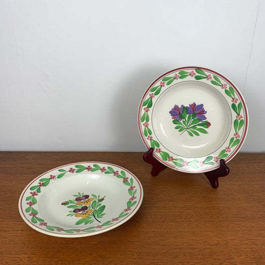 Set of 2 Sarreguemines soup plates, 19th century.