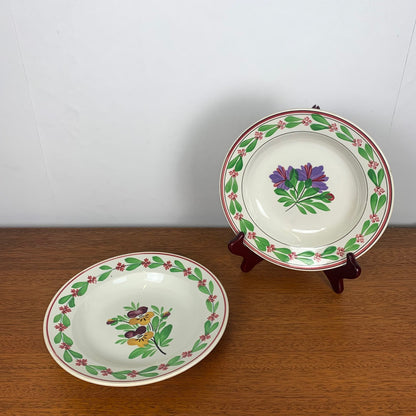 Set of 2 Sarreguemines soup plates, 19th century.