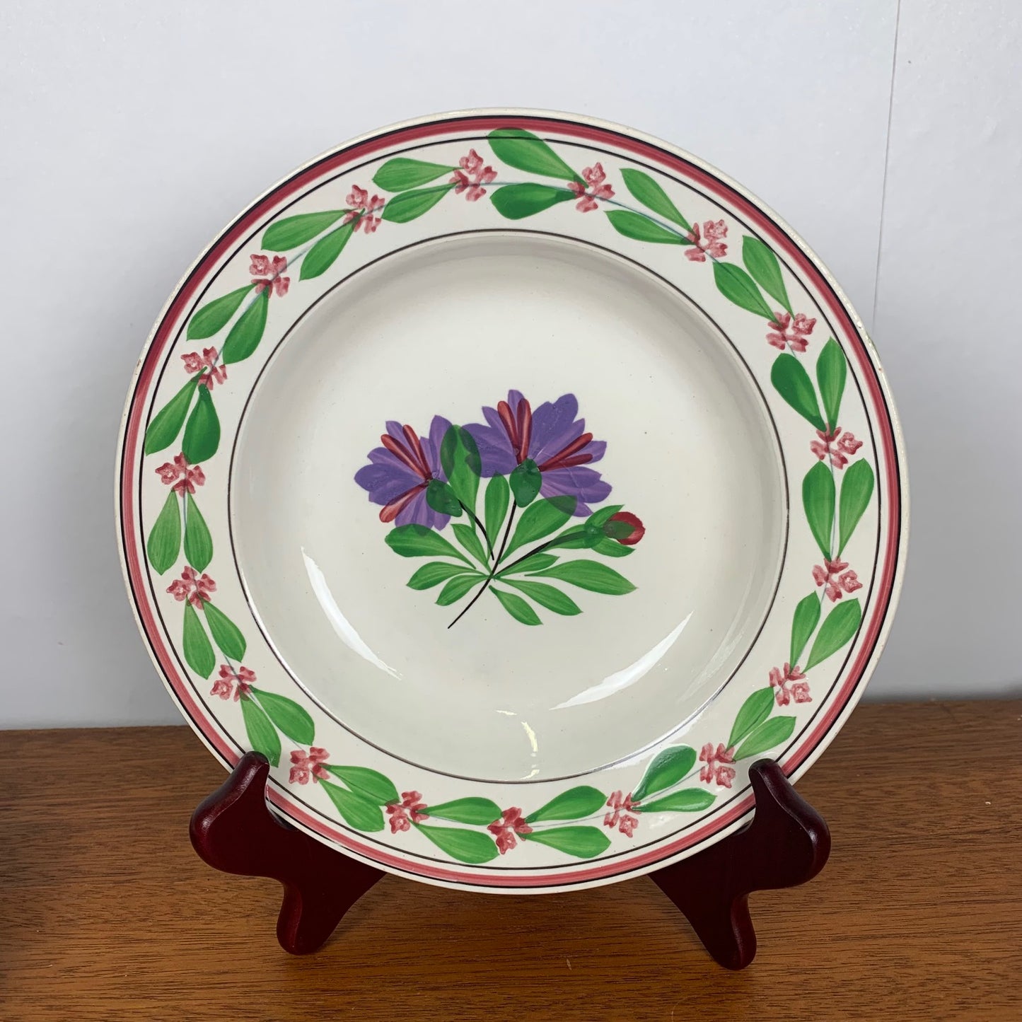 Set of 2 Sarreguemines soup plates, 19th century.