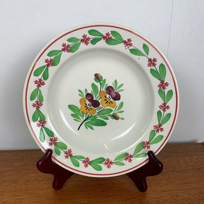Set of 2 Sarreguemines soup plates, 19th century.