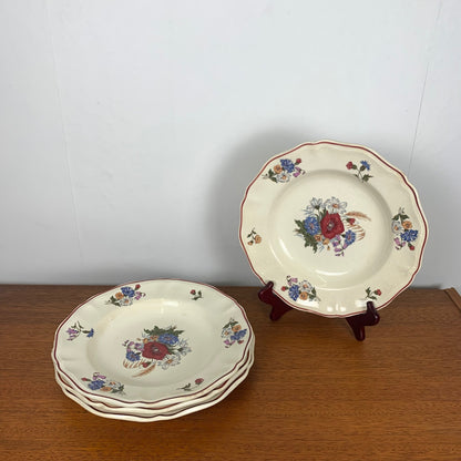 Set of 4 Sarreguemines soup plates, "Agreste" model, 1920/50