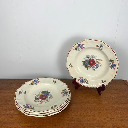 Set of 4 Sarreguemines soup plates, "Agreste" model, 1920/50