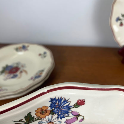 Set of 4 Sarreguemines soup plates, "Agreste" model, 1920/50