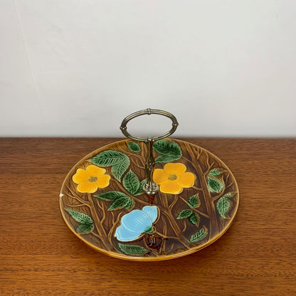Barbotine server / tray, Sarreguemines, 1950