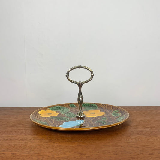 Barbotine server / tray, Sarreguemines, 1950
