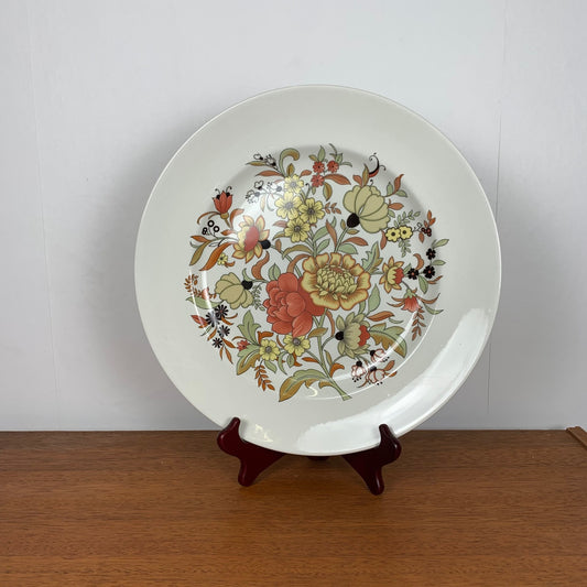 Very large Staffordshire ironstone platter, Burleigh, floral pattern, 1970