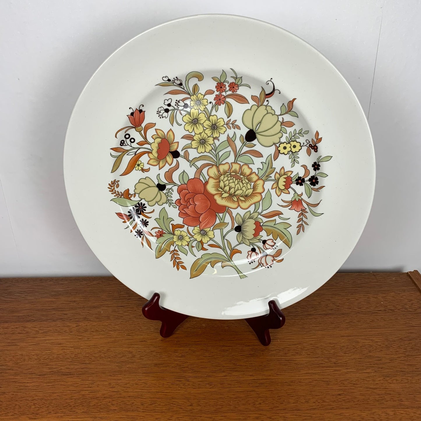Very large Staffordshire ironstone platter, Burleigh, floral pattern, 1970