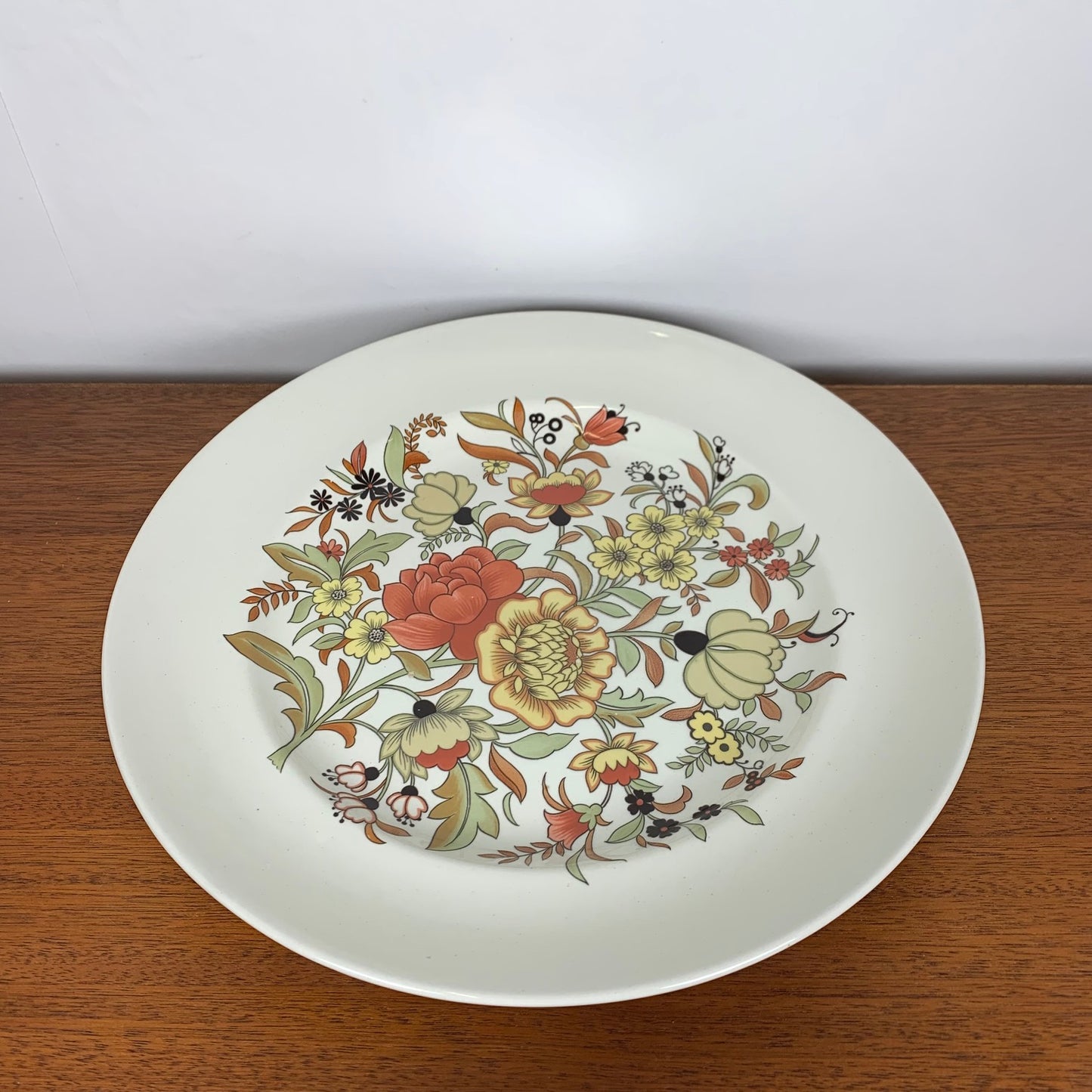 Very large Staffordshire ironstone platter, Burleigh, floral pattern, 1970