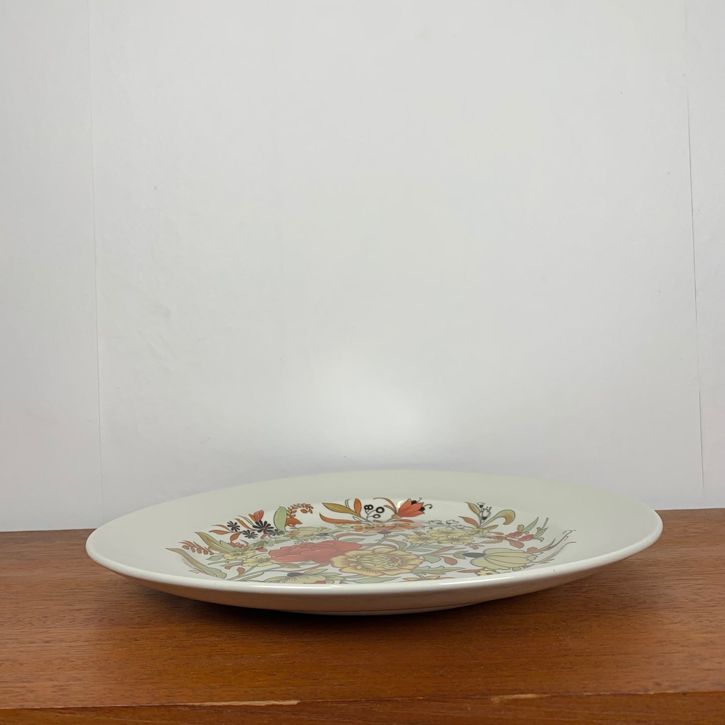 Very large Staffordshire ironstone platter, Burleigh, floral pattern, 1970