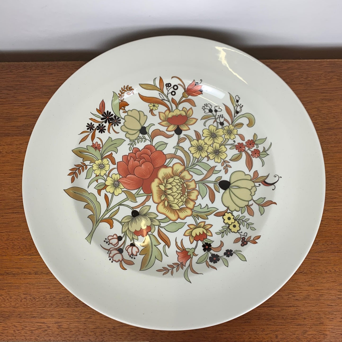Very large Staffordshire ironstone platter, Burleigh, floral pattern, 1970