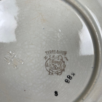 Set of 2 Choisy le roi plates, iron earth, floral motif, late 19th century