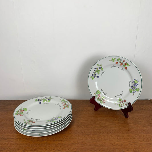 Set of 6 porcelain "fruit" dessert plates