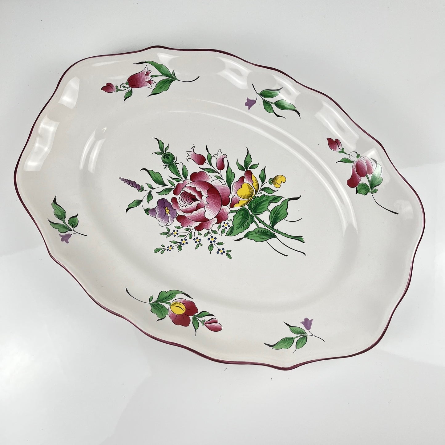 Oval dish with flat end, Réverbère model by KG Lunéville