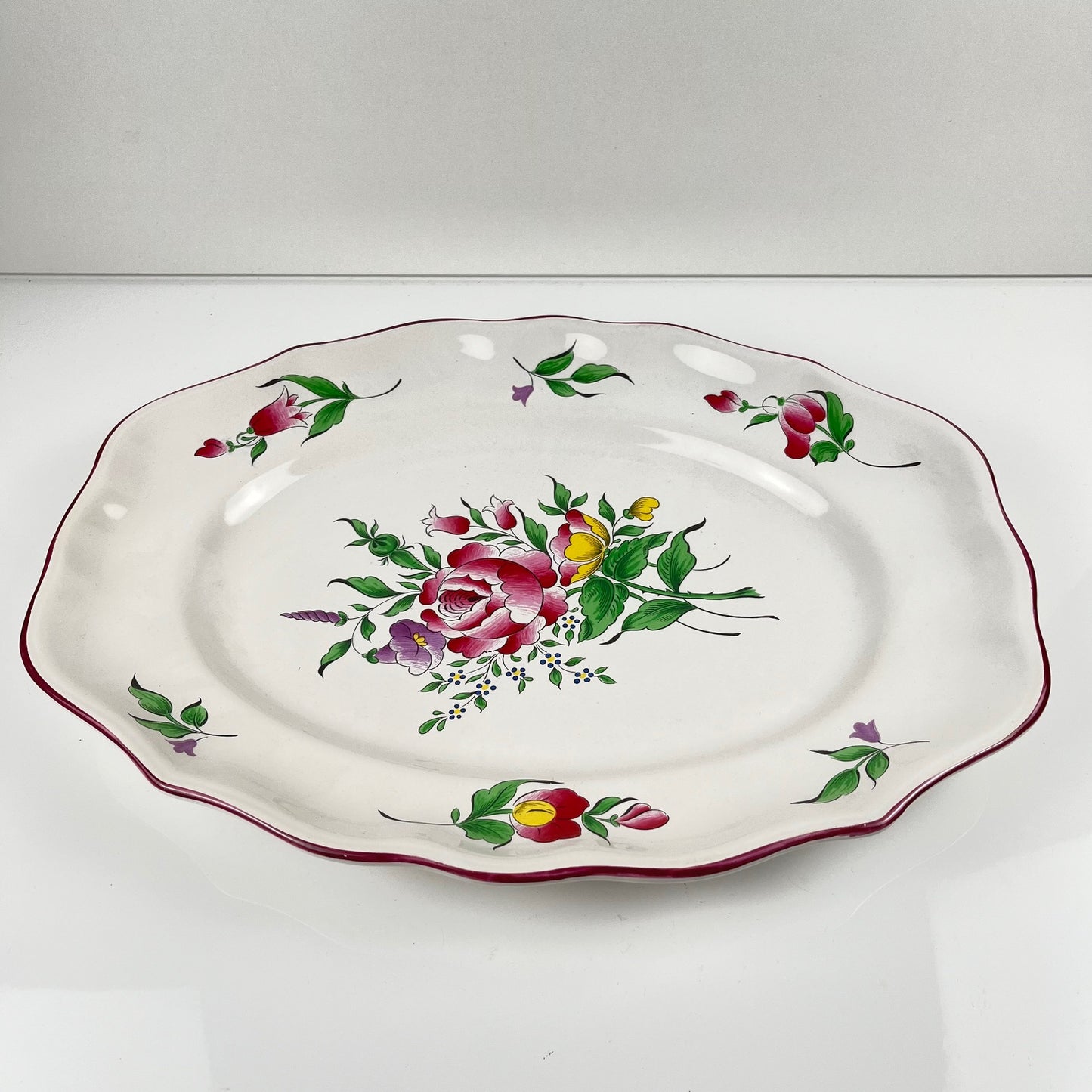 Oval dish with flat end, Réverbère model by KG Lunéville