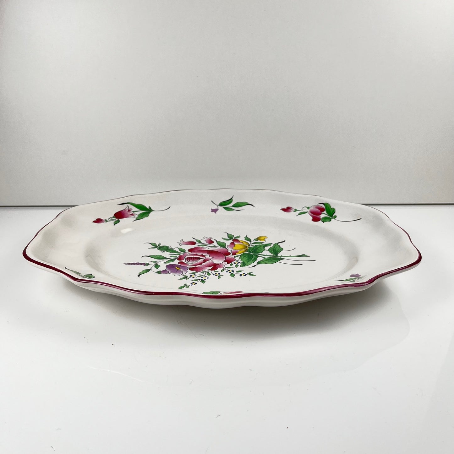 Oval dish with flat end, Réverbère model by KG Lunéville