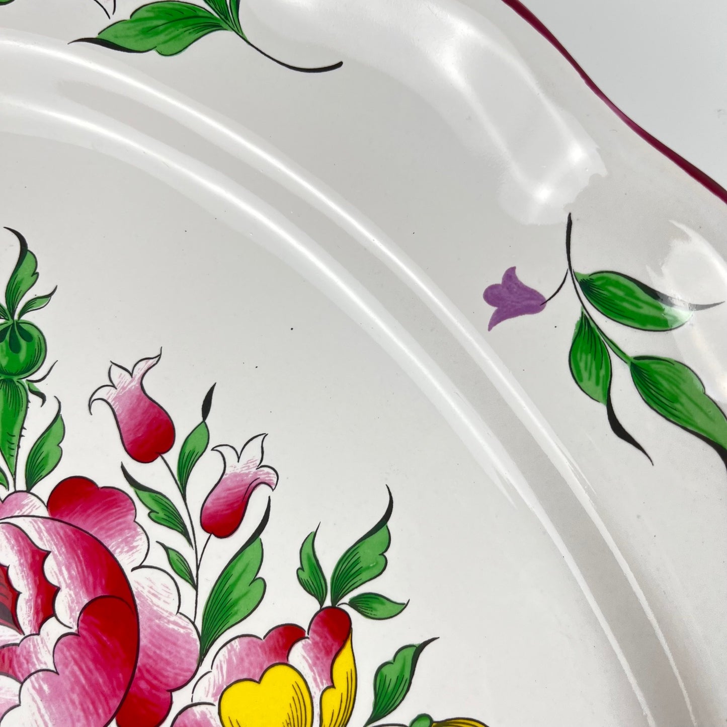 Oval dish with flat end, Réverbère model by KG Lunéville