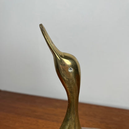 Midcentury modern wooden and brass duck statuette, 1960/70