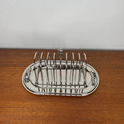 Port toast en métal argenté poignée "tulipes", 1970