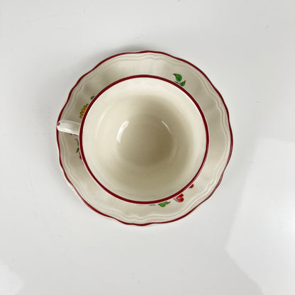 Set of 6 coffee cups with saucers, "Réverbère" pattern by KG Lunéville