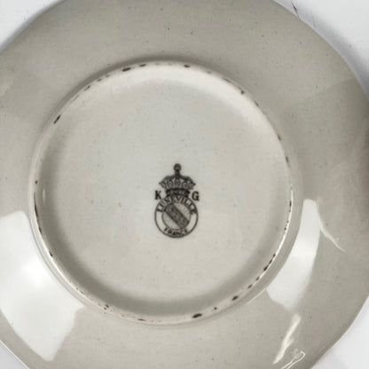 Set of 6 coffee cups with saucers, "Réverbère" pattern by KG Lunéville