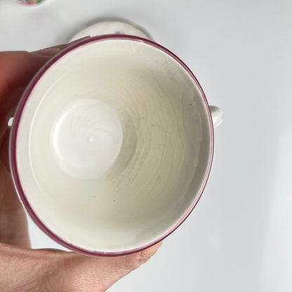 Set of 4 coffee cups with saucers, "Réverbère" pattern by KG Lunéville