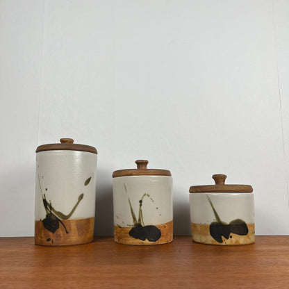 Set of 3 pots with lids "La Colombe", 1950/60