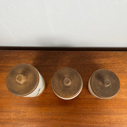 Set of 3 pots with lids "La Colombe", 1950/60
