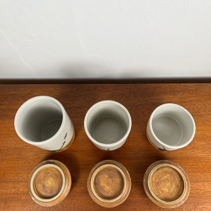 Set of 3 pots with lids "La Colombe", 1950/60