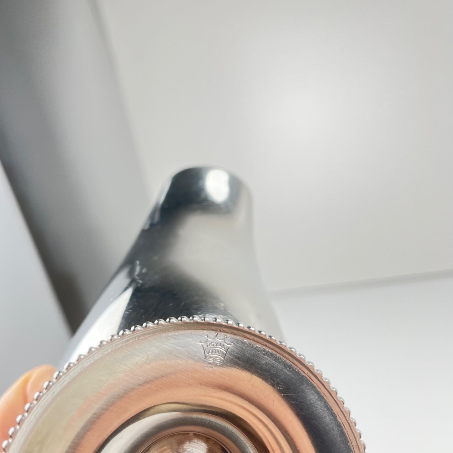 Royal BB stainless steel gravy boat, France, mid-20th century.