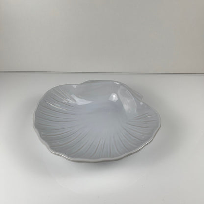 Large platter in the shape of a scallop shell, Emile Henry, France, mid-20th century