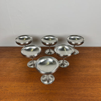 Lot de 6 coupes à glaces en inox, 1970, Létang-Remy