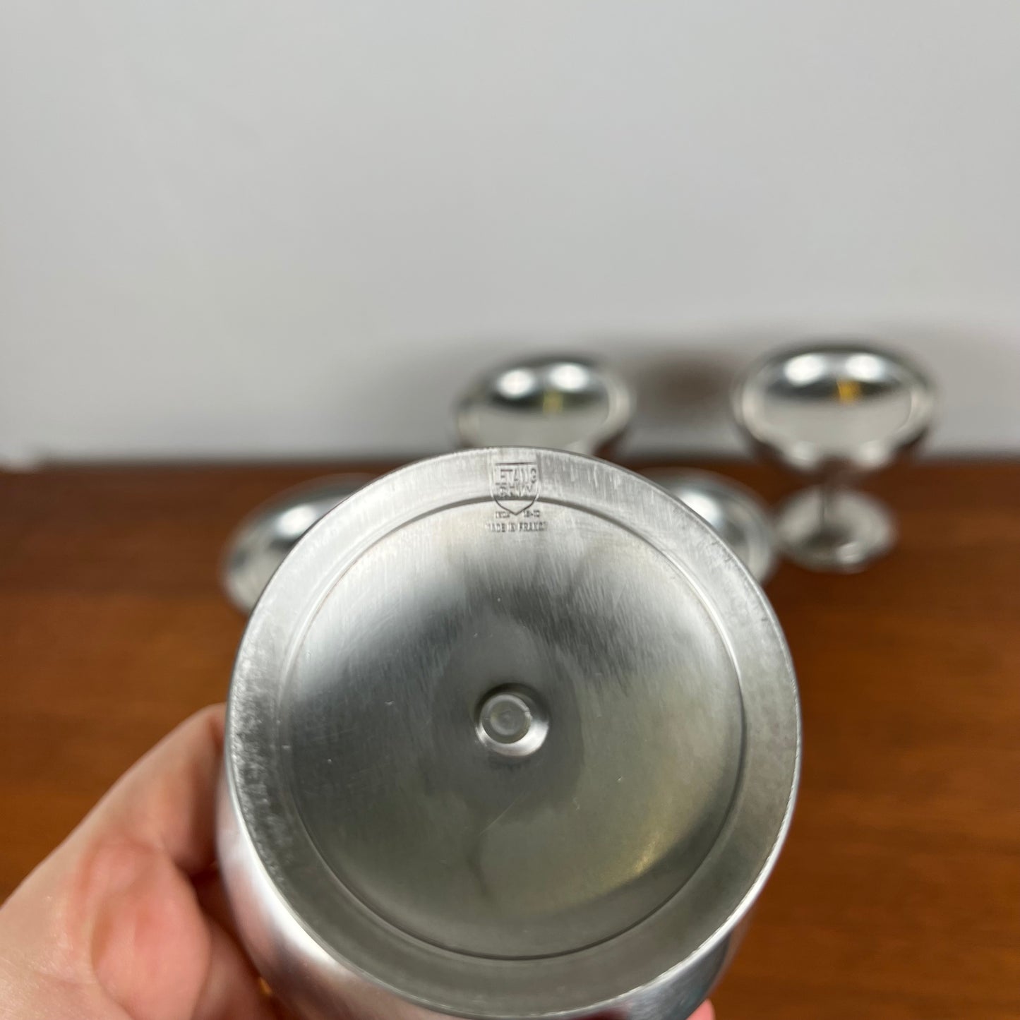 Lot de 6 coupes à glaces en inox, 1970, Létang-Remy