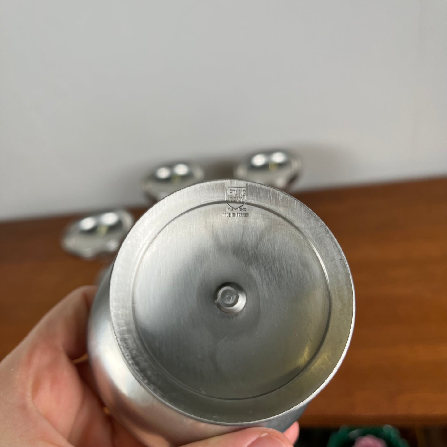Lot de 6 coupes à glaces en inox, 1970, Létang-Remy