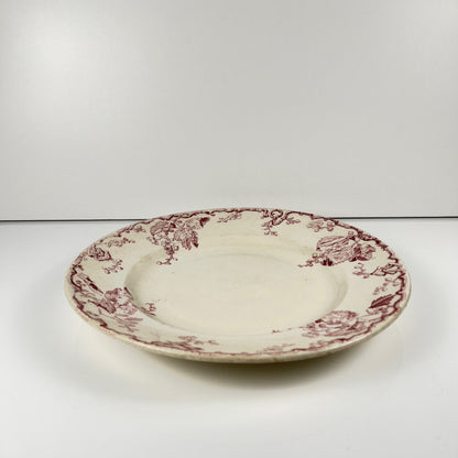 Round dish KG Lunéville "Fontainebleau", pink, late 19th century, ironstone