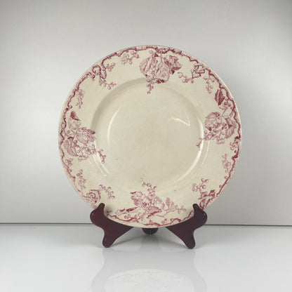 Round dish KG Lunéville "Fontainebleau", pink, late 19th century, ironstone