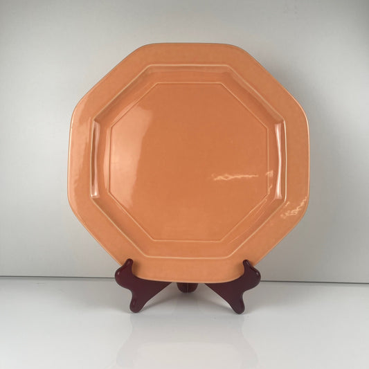 Salmon pink octagonal dish, ironstone, Pagnossin, Italy, 20th century