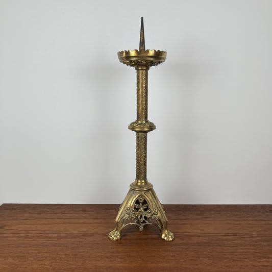 Pique-cierge ancien gothique en bronze