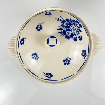 Badonviller Semi-Porcelain Soup Tureen, blue floral pattern, early 20th century