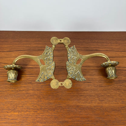 Antique brass wall candle holder – Art Deco double arm wall light