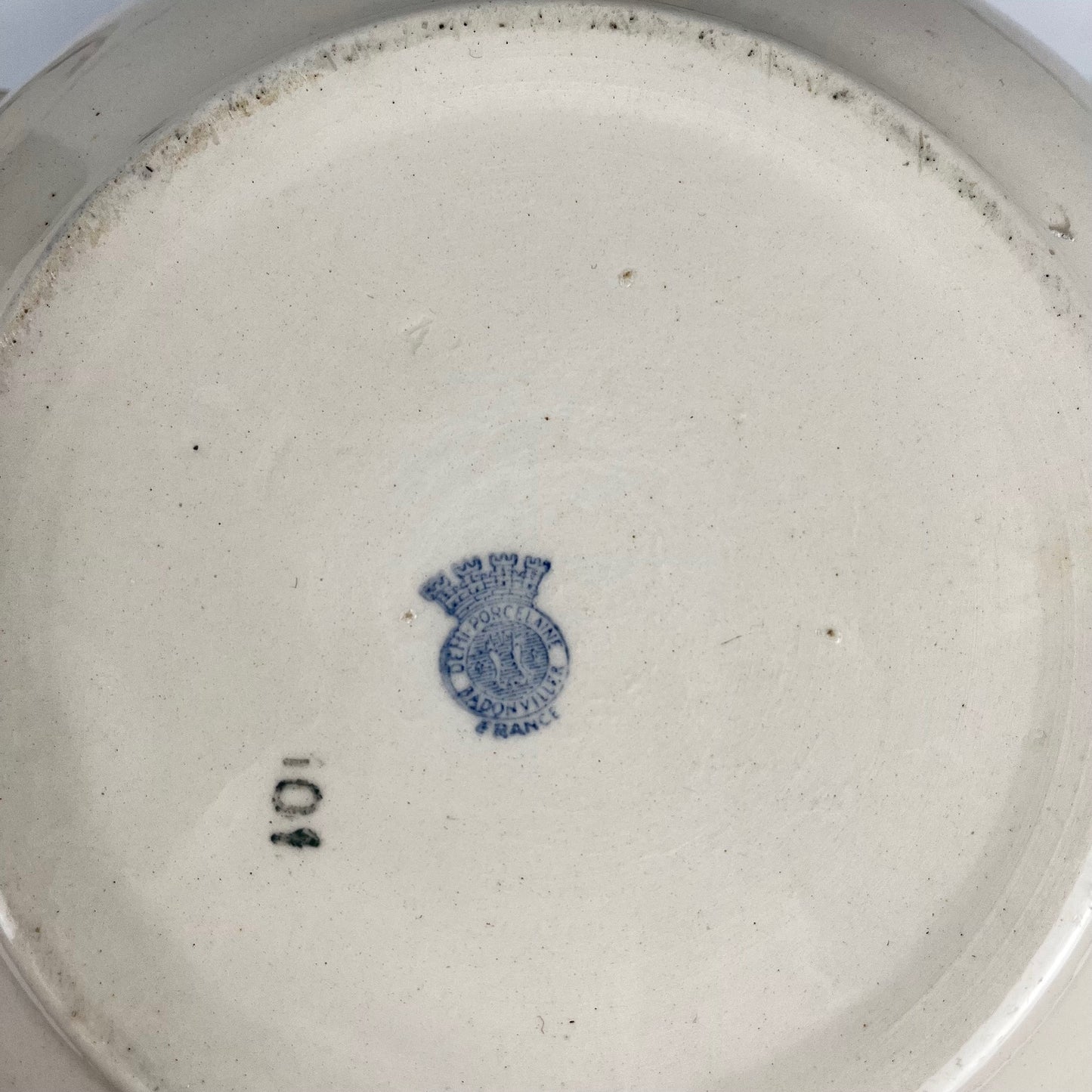 Badonviller Semi-Porcelain Soup Tureen, blue floral pattern, early 20th century